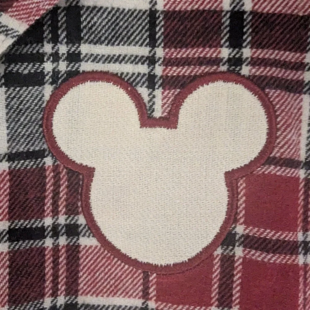 Disney Mickey Mouse Classic Plaid Pajama Set‎ Women's Sz 1X 100% Organic Cotton